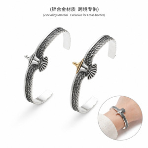 Bracelet manchette Aigle en argent tibétain unisexe, design vintage ouvert, bijou cadeau - Product Image 3