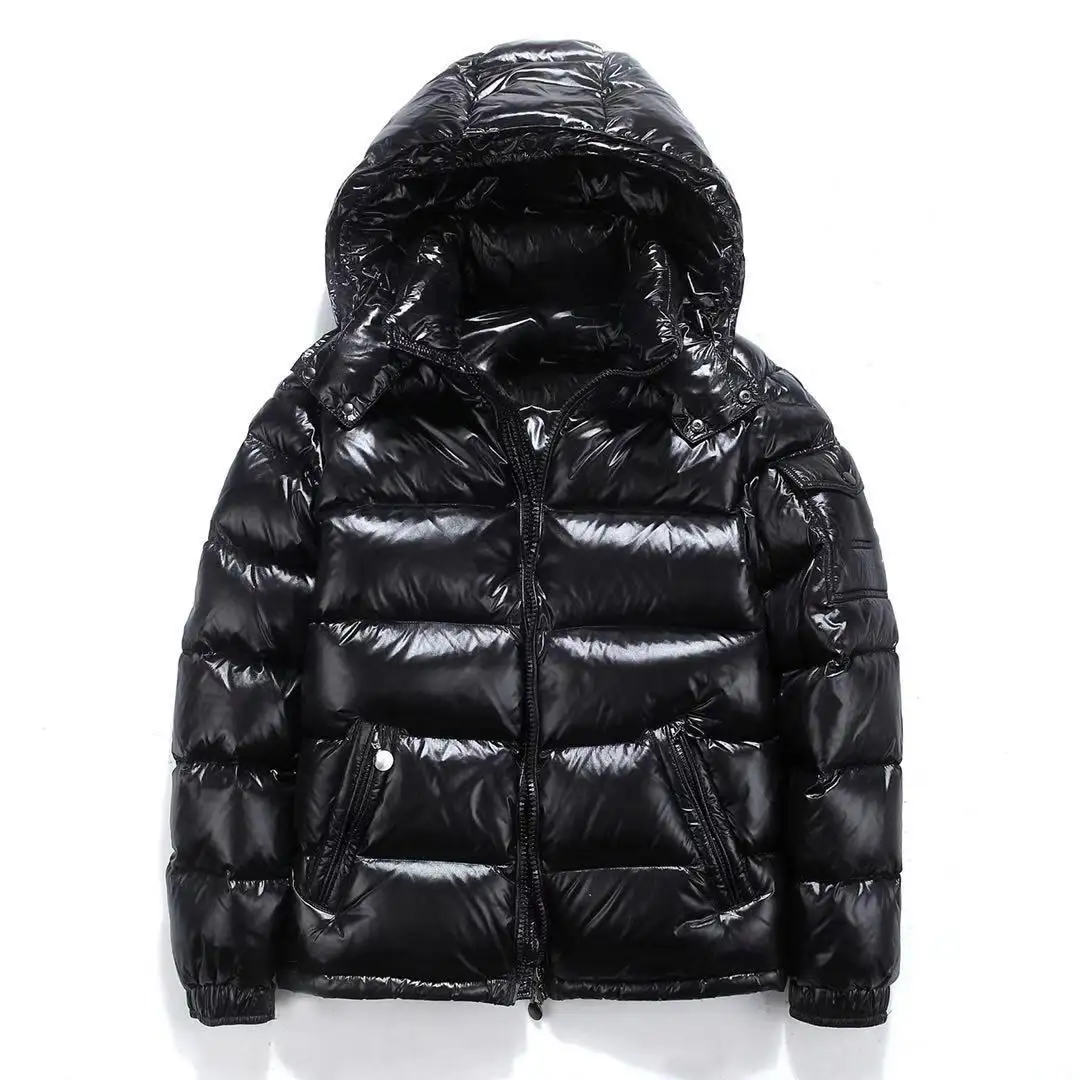 Alta Qualidade Para Baixo Casaco dos homens Cara Brilhante Tendência Com Capuz Curto Grosso Down Jacket Bomber Inverno Brilhante dos homens Puffer Jacket