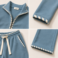 Anjie Set Giacca Corta e Pantaloni da Tuta con Zip e Cuciture a Punto Croce, Personalizzabile con Logo OEM ODM, Etichetta Privata, Certificato OEKO TEX BSCI, Produttore per Donne