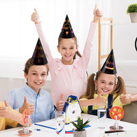 6 Stück/12 Stück/18 Stück Frohes Neues Jahr Papier-Partyhüte Bunte Kegel-Partykappen mit Sternen-Feuerwerk-Design für Silvester-Countdown-Party