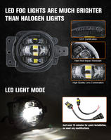 Feux de brouillard à LED pour pare-chocs avant 4 "pour Jeep Wrangler JL JLU Gladiator JT 2018-2025