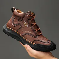 Sepatu Bot Pria Kulit Asli Kualitas Tinggi Sepatu Kasual Pria Buatan Tangan Bernapas Sepatu Jalan Nyaman Sepatu Boat Merek Mewah