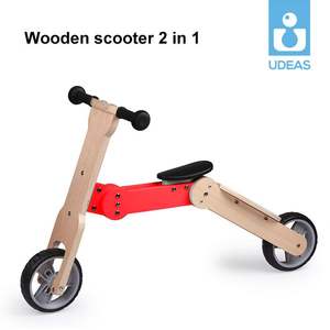 UDEAS Scooter push <span class=keywords><strong>2</strong></span> <span class=keywords><strong>en</strong></span> <span class=keywords><strong>1</strong></span> <span class=keywords><strong>en</strong></span> <span class=keywords><strong>bois</strong></span> pour enfants, bébés et tout-petits, vélo d'équilibre - Product Image 2