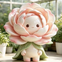 Patung Resin Karakter Bunga Peony Kartun, Patung Boneka Bunga Kawaii untuk Dekorasi Rumah Dalam Ruangan dan Ornamen Lanskap Taman