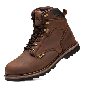 <span class=keywords><strong>Bottes</strong></span> de travail pour hommes en cuir véritable de haute qualité, couleur marron foncé, pour les ingénieurs - Product Image 3