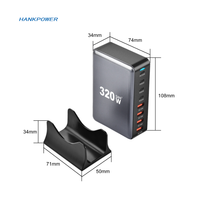 Chargeur USB C 600W Station de charge 8 ports PD 140W 100W Type C Station de charge rapide GaN Hub Station de charge multiple pour ordinateur portable