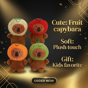 Llavero de Peluche 3D de <span class=keywords><strong>Capibara</strong></span> de Dibujos Animados, Suave, Ecológico y Duradero, con Cabeza de Fruta (Fresa, Sandía, Piña) - Product Image 2