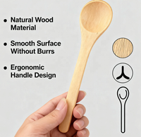 Cuillère en bois à miel de cuisine non peinte pour enfants personnalisable Cuillère à crème glacée