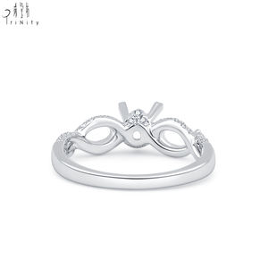 แหวนเพชรทรงครอสคุณภาพสูง ทองคำขาว 18K แท้ ประดับเพชรธรรมชาติ แบบกึ่งฝัง สำหรับผู้หญิง - Product Image 2