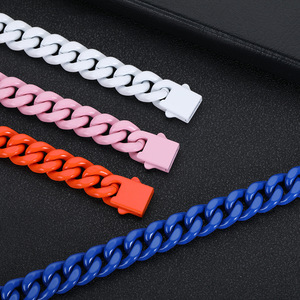 Vente en gros de peinture décorative en acier inoxydable Collier <span class=keywords><strong>Cuba</strong></span> Collier hip hop de luxe en acier titane - Product Image 3