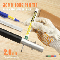 Marqueur permanent à pointe longue pour écriture en profondeur, avec pointe plate de 0,7 mm, rechargeable, pour marquage sur verre, plastique et bois