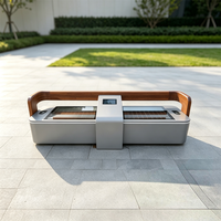 Banc solaire en acier inoxydable équipé de WiFi et d'éclairage LED, système d'alimentation solaire autonome avec fonction de mise à niveau personnalisée