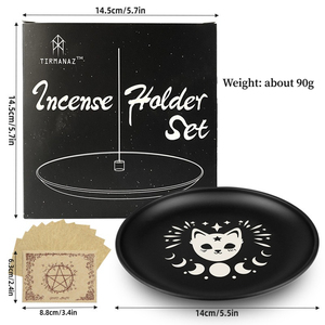 14cm Kattenaltaar Ritueelbord Roestvrijstalen Schaal Gebed Astrologie <span class=keywords><strong>Tarot</strong></span> Houder voor Sage Palo Santo Reiniging Kristaldecoratie - Product Image 6