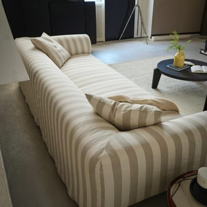 Sofá de Tela de Lino a Rayas de Estilo Rural del Norte de Europa y América para <span class=keywords><strong>Tres</strong></span> o Cuatro <span class=keywords><strong>Personas</strong></span>, Muebles Desmontables y Lavables - Product Image 5
