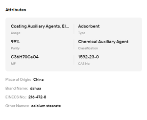 Stéarate de calcium de qualité alimentaire 99 % en poudre CAS 1592-23-0 comme agent adsorbant industriel - Product Image 6