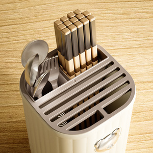 Multi Functional Knife <b>Holder</b> <b>Cream</b> Countertop Storage Box For Kitchen <b>Utensils</b> And Chopsticks - Product Image 2