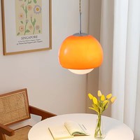 Luminaire suspendu en verre Bauhaus vintage, design minimaliste moderne, éclairage orange pour une utilisation multi-pièces