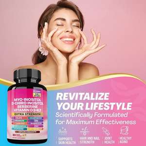 Suplemento para Mujeres, Cápsulas <span class=keywords><strong>de</strong></span> Berberina, Mioinositol, <span class=keywords><strong>Vitamina</strong></span> D3, K2, <span class=keywords><strong>D</strong></span>-Chiro Inositol - Product Image 2