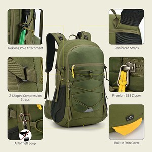 Zaino da <span class=keywords><strong>trekking</strong></span> zaino da viaggio-zaino da campeggio da esterno impermeabile leggero da 35 litri per uomo donna - Product Image 3