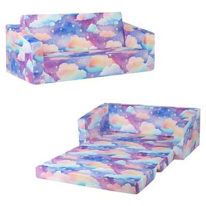Giving Tree Kids <b>Folding</b> Sofa Cloud Print Toddler Chair With Handrails For 2 Years And Above - Product Image 5