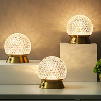 Lámpara de Noche Nórdica y Moderna, Lámpara de Escritorio LED de Cristal Recargable