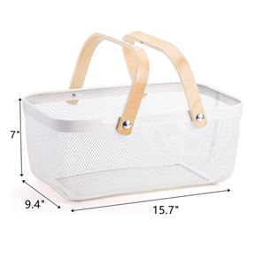 <b>Mesh</b> Storage <b>Basket</b> with Handle Garden Harvest Fruit <b>Basket</b> Bin Multi-Functional Metal Wire Picnic <b>Basket</b> - Product Image 3