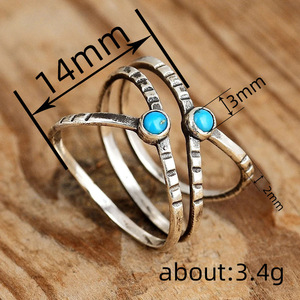 Anello Vintage Geometrico Color Turchese per Donne, Accessorio Moda Boho Minimalista per Uso Quotidiano - Product Image 4