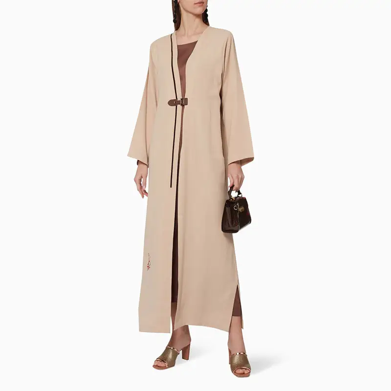 Áo Cardigan Abaya Sọc Màu Xám Và Màu Be Thanh Lịch Cho Phụ Nữ Hồi Giáo VÁY ĐẦM Burqa Áo Kimono Kaftan Quần Áo Hồi Giáo Áo Choàng Maxi Dubai Abaya