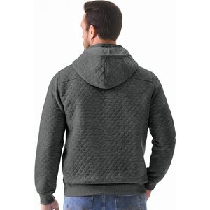 FOXA <b>Men's</b> Quilted Hoodie Quarter-Zip <b>Pullover</b> Sweatshirt With Pockets Fleece Long Sleeve Casual Wear - Product Image 3