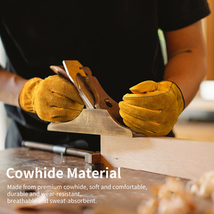 Guantes de Trabajo de Cuero para Hombre y Mujer, Guantes de Piel de Vaca con Puño Elástico, Guantes Cálidos de Invierno para Cortar Madera/Construcción - Product Image 4