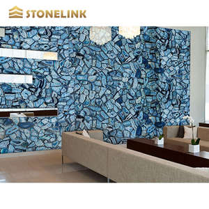 Pierre précieuse translucide Semi-précieuse, marbre bleu aventurine de luxe personnalisé pour le sol de la salle de bain et la décoration de la baignoire - Product Image 1