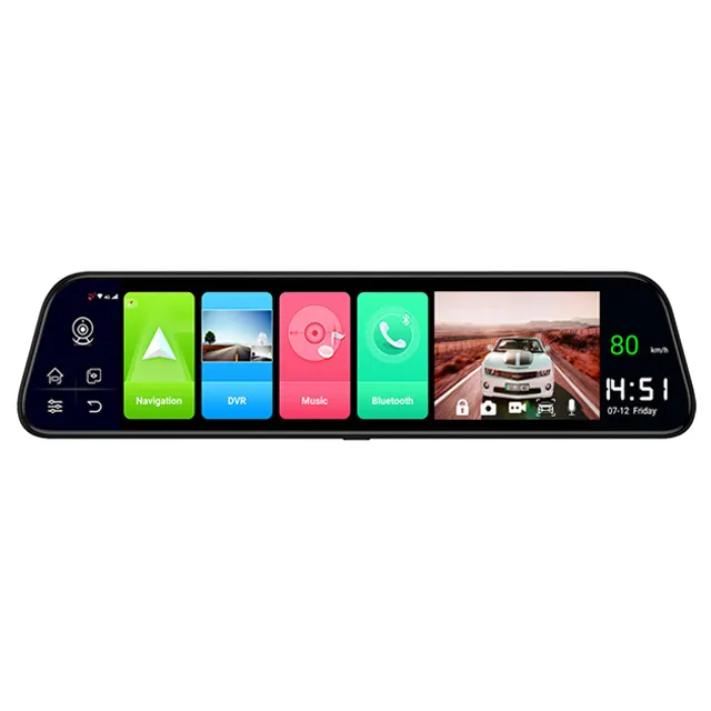 9.66 inch toàn màn hình xe ghi âm 4K WIFI GPS dòng phương tiện truyền thông gương Dash Cam