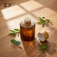 Flacon compte-gouttes rond en verre de luxe personnalisé de 30 ml pour sérum cosmétique et huile essentielle, ensemble en pulpe moulée écologique