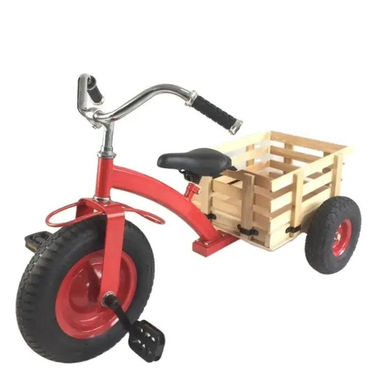 Guidon droit de 25 "H 110 lbs petite remorque tricycle pour enfants en métal rouge cerise