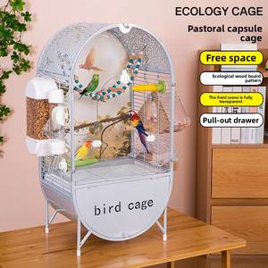 Ekstra büyük kırılmaz 5mm kalın akrilik kuş kafesi ile anti-dökülme besleyici katı desen Metal düğme kapatma papağanlar için 35cm - Product Image 2