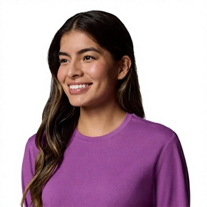 Camiseta de Manga Larga con Cuello Redondo para Mujer, Fabricante Profesional, Top Básico Informal, Tela Jersey Suave, Marca Privada, Venta al Por Mayor - Product Image 4