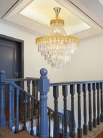 Vente directe d'usine Décoration d'art moderne Hôtel Villa Salon Escalier Cristal doré K9 Long lustre Installation de projet LED