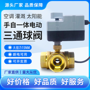 Válvula de Agua Eléctrica de Alto Torque de 15 Nm para Sistemas HVAC, Manual/Automática, de una Pieza, Rosca Interna en T, Tres Cables, Dos Controles - Product Image 6