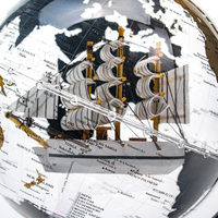 Wellfun Home Decor Eco-friendly Modern World Globe Lights Voilier Art Cadeaux Globe Home Decor Luxury Marine Globe Earth Light