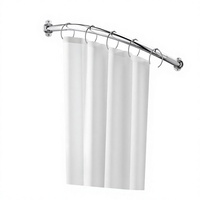 Tringle de Douche Courbe Noire Ajustable et Extensible en Métal Chromé pour Salle de Bain et Hôtel