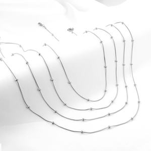 Cadenas de Collar de Bolas Redondas de Acero Inoxidable Dorado y Plateado de 0.9mm*45-55cm, Accesorios de Moda 2022 Baratos - Product Image 4