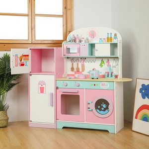 Educativo MDF simulazione in legno Set da cucina bambini fingono di giocare casa con frigorifero e fornelli include giocattoli da cucina imballati - Product Image 4