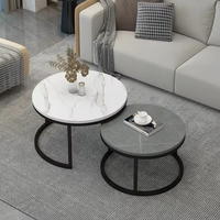 Table basse en marbre moderne nordique, plateau en métal durable, facile à nettoyer, table basse gigogne, mobilier de salon, base en métal