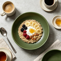 Bol à soupe en céramique avec logo personnalisé, design moderne et minimaliste, en poterie émaillée, pour salade et céréales, durable et compatible micro-ondes, idéal pour la rentrée scolaire