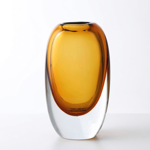 <b>Amber</b> Glass <b>Vase</b> Minimalist Design Artistic Tabletop Decorative Bud <b>Vase</b> for Home Wedding Table - Product Image 1
