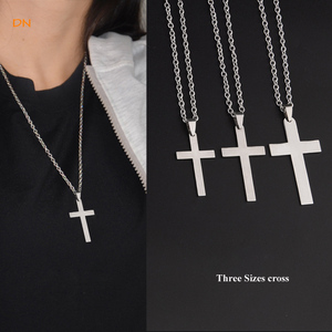 Dina Spedizione Rapida Nuovo Arrivo Collana da Uomo in Acciaio Inossidabile Placcato Argento con Croce di Gesù, Stile Hip-hop Semplice, Antiossidante - Product Image 6