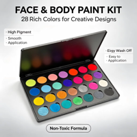 Palette de maquillage pour le visage et le corps à base d'eau, 28 couleurs, non toxique, nouvelle collection, étiquette privée personnalisée, facile à laver, fabriquée en Chine