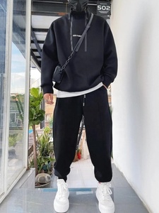 Venta al por mayor de <span class=keywords><strong>moda</strong></span> Casual Sudadera con capucha personalizada con media cremallera de cuello de tortuga impresión carta sudadera - Product Image 5