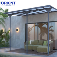 Couverture de terrasse extérieure en aluminium de haute qualité, imperméable, avec toit en polycarbonate, véranda en verre, pergola