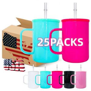 25 Packs Blank Sublimation 17Oz Macaron Colored Glass Mugs With Pp Lids Uv Dtf <b>Wraps</b> <b>Vinyl</b> for Iced Coffee - Product Image 1